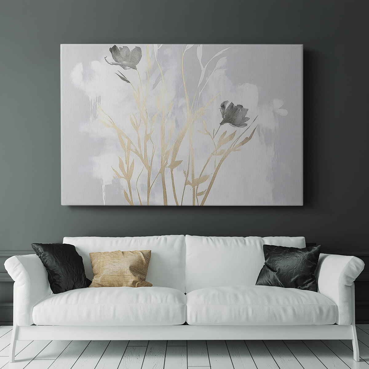 Grey Floral Abstract XCIV - Canvas Art Print