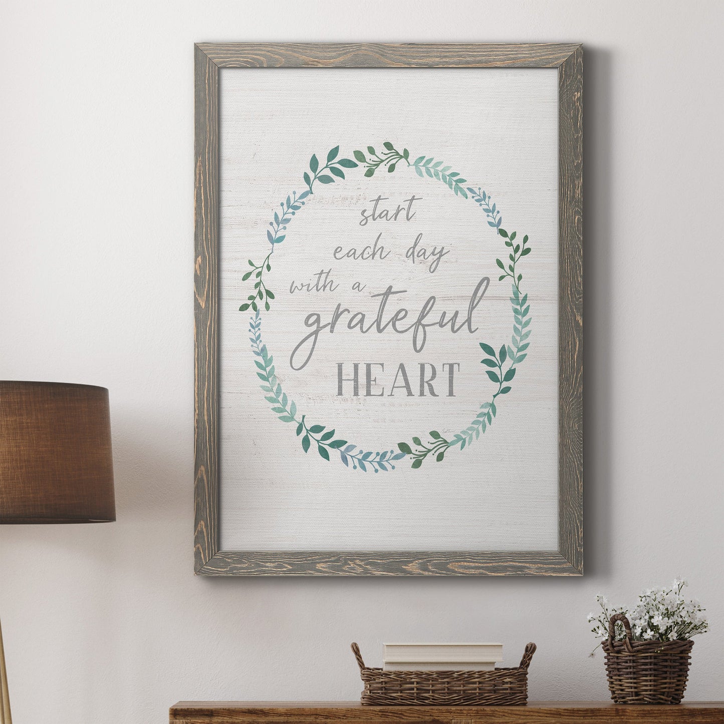 Start Each Day - Premium Canvas Framed in Barnwood - Ready to Hang