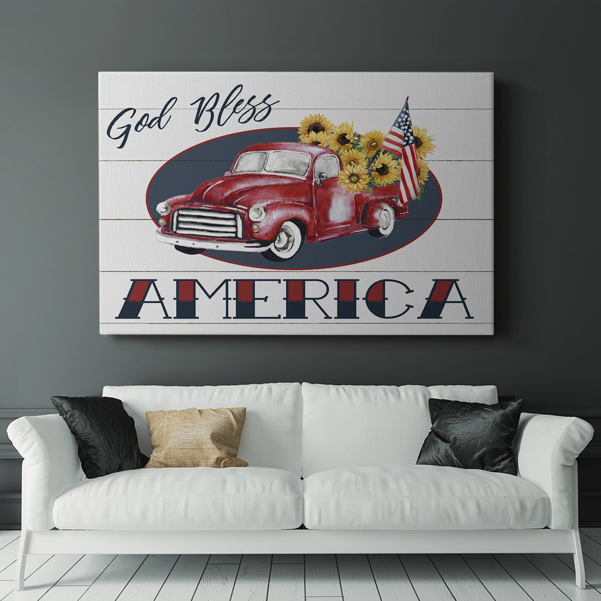 God Bless America Truck - Canvas Art Print