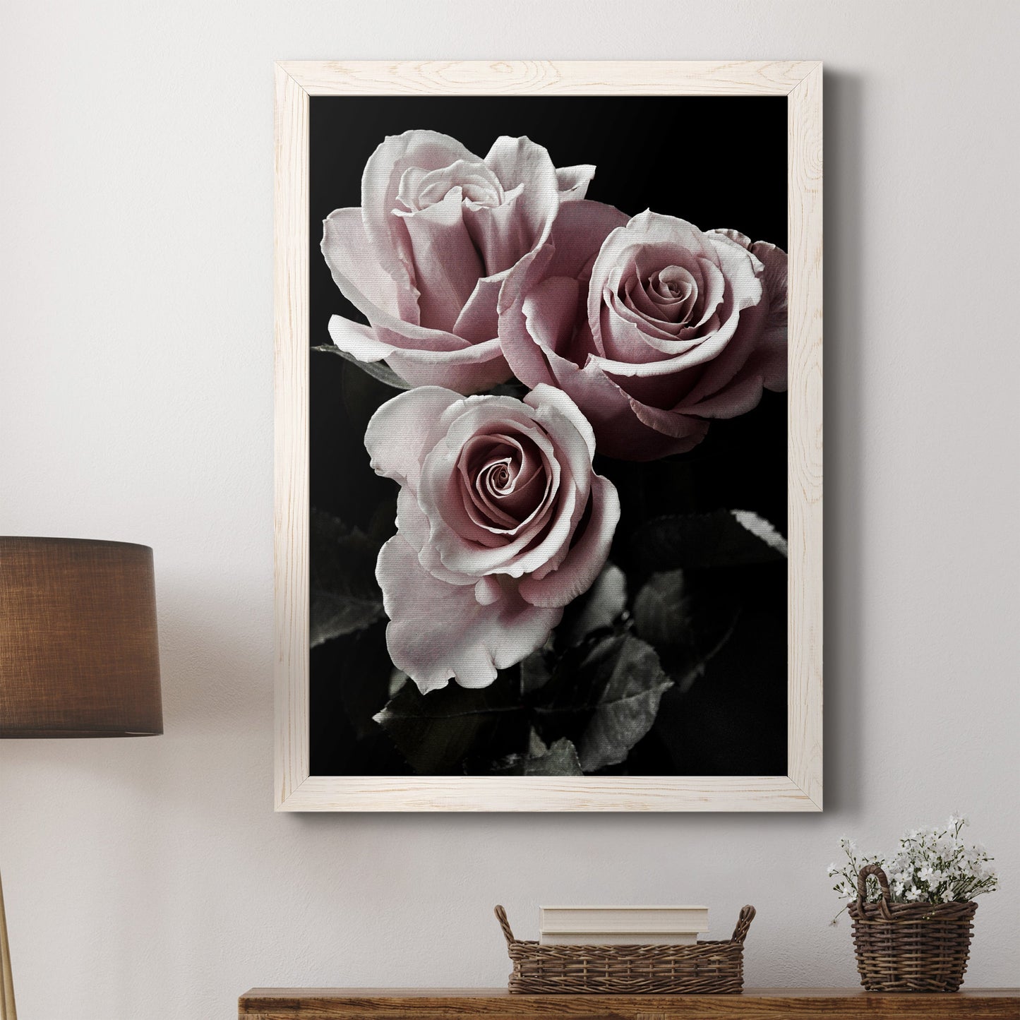 Rose Noir I - Premium Canvas Framed in Barnwood - Ready to Hang