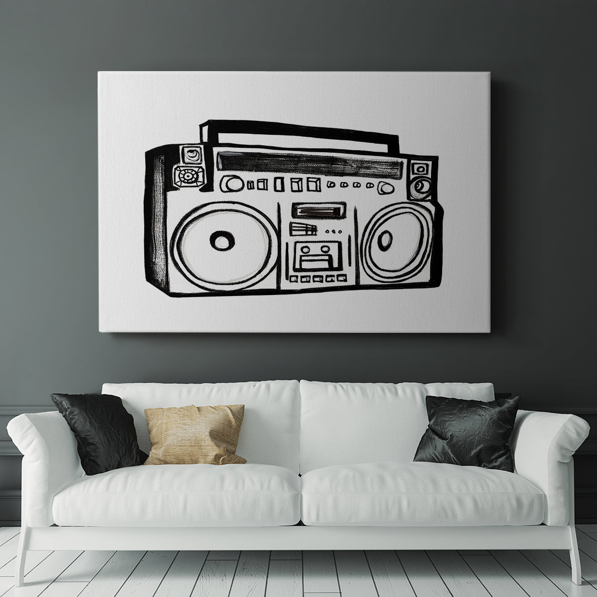 Boombox Sketch - Canvas Art Print