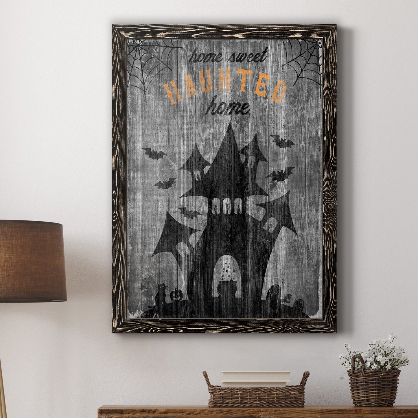 Haunted House - Premium Canvas Framed in Barnwood - Ready to Hang