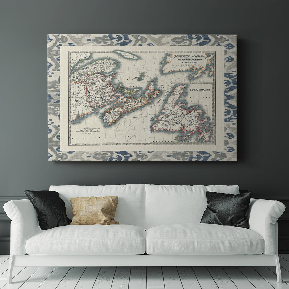 Bordered Map of Canada - Canvas Art Print