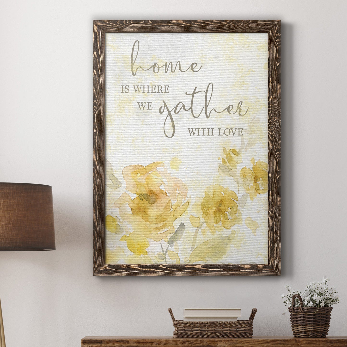 Gather with Love - Premium Canvas Framed in Barnwood - Ready to Hang