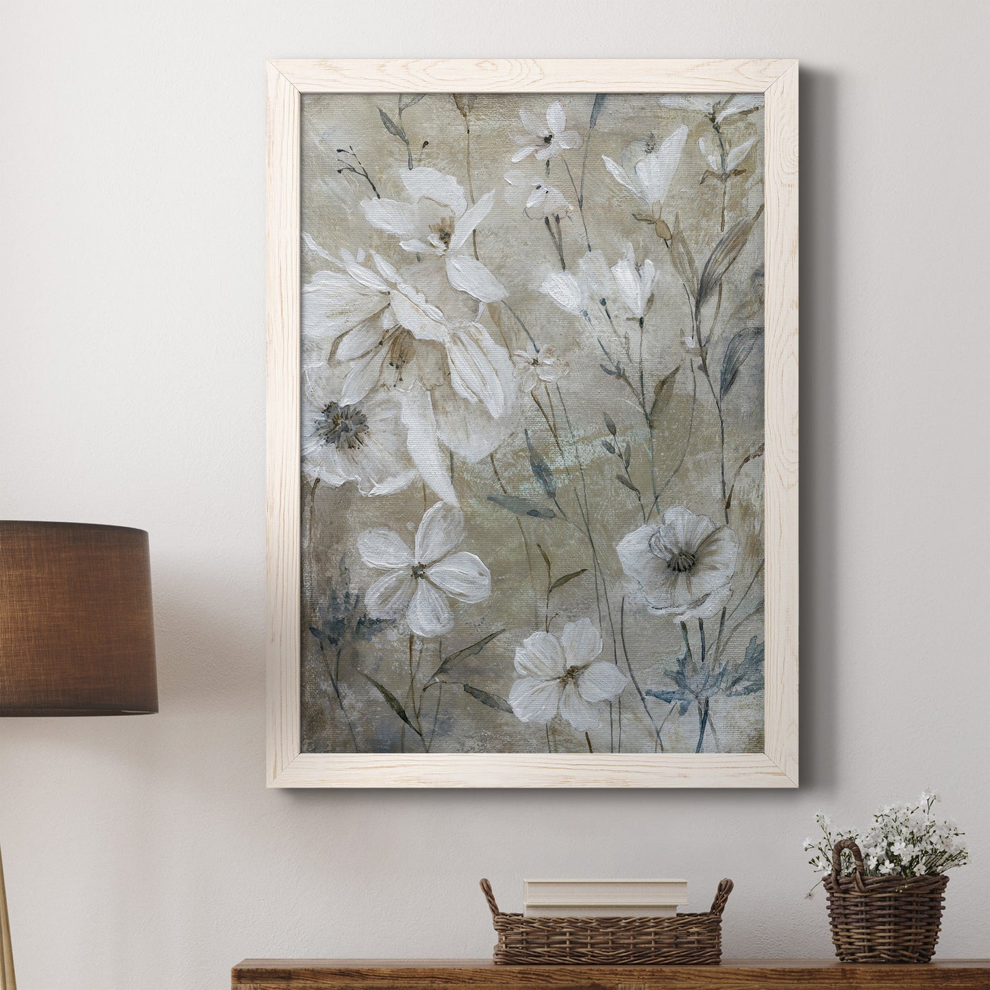 Wildflower Whites - Premium Canvas Framed in Barnwood - Ready to Hang