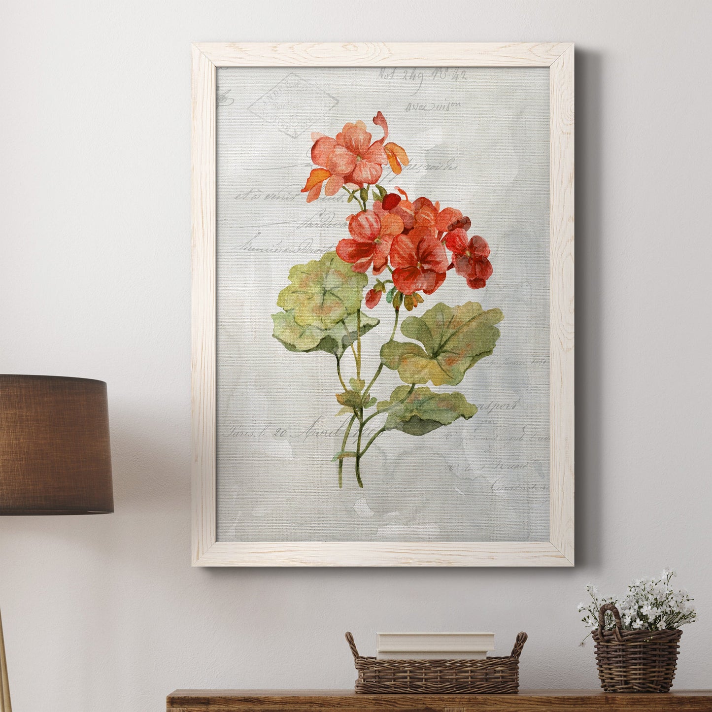 Linen Geranium - Premium Canvas Framed in Barnwood - Ready to Hang