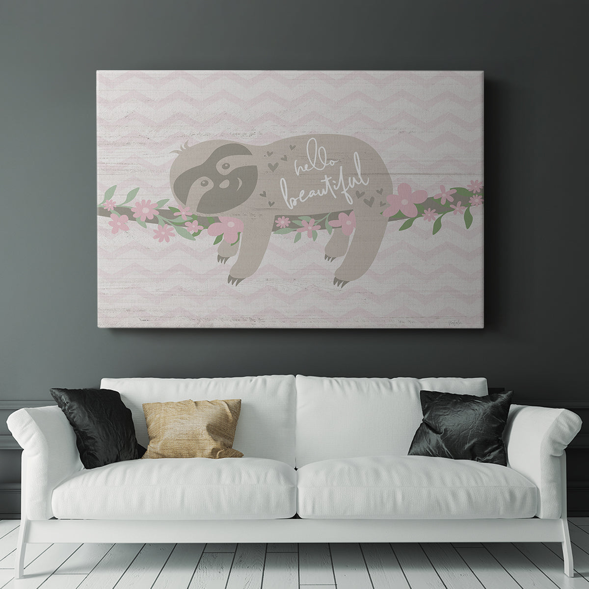 Floral Sloth - Canvas Art Print