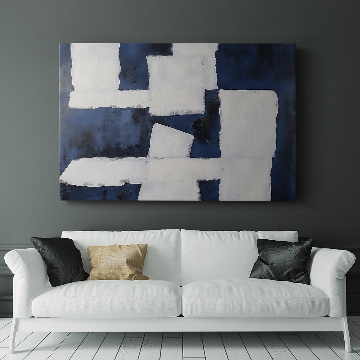 Blue and White Abstract XCV - Canvas Art Print