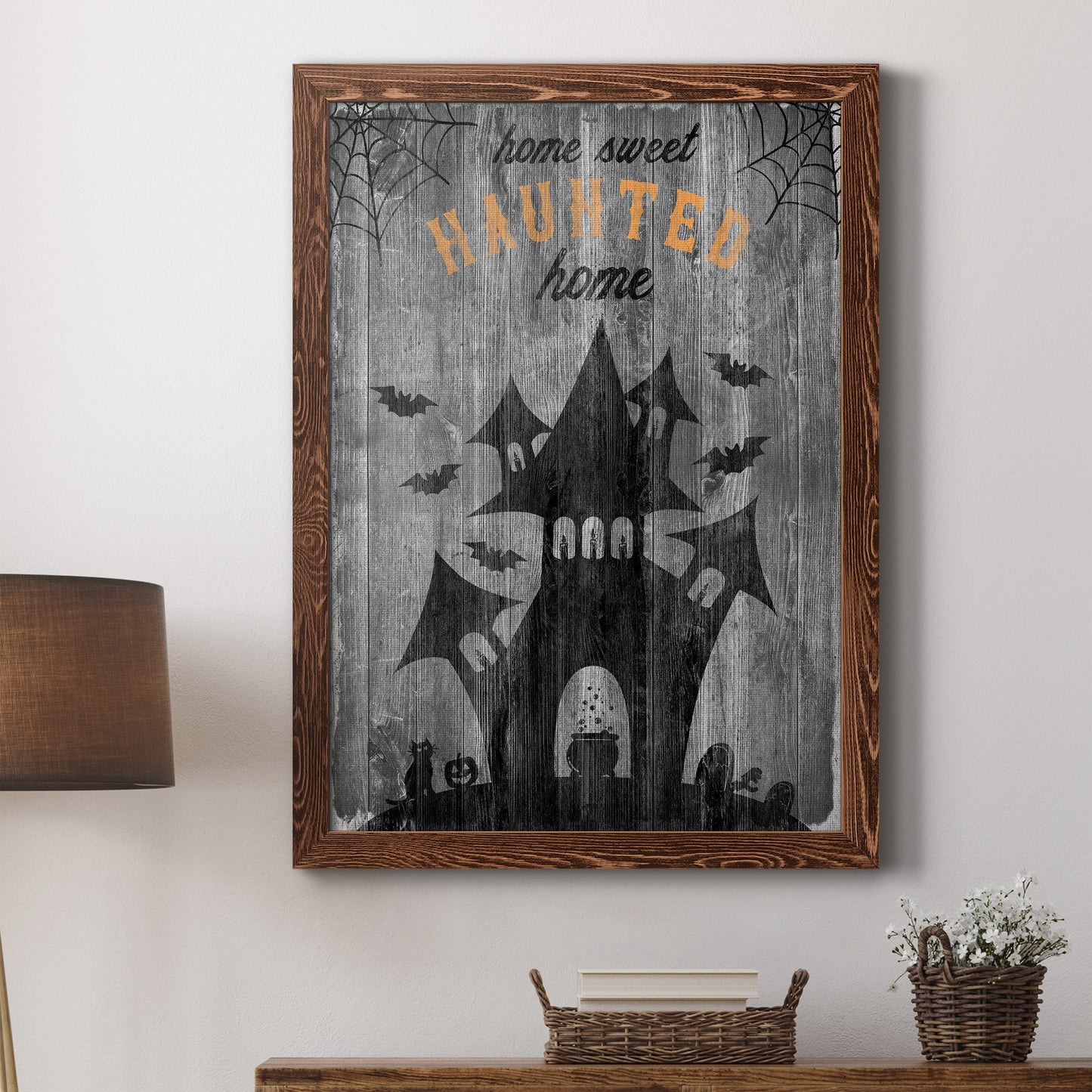 Haunted House - Premium Canvas Framed in Barnwood - Ready to Hang