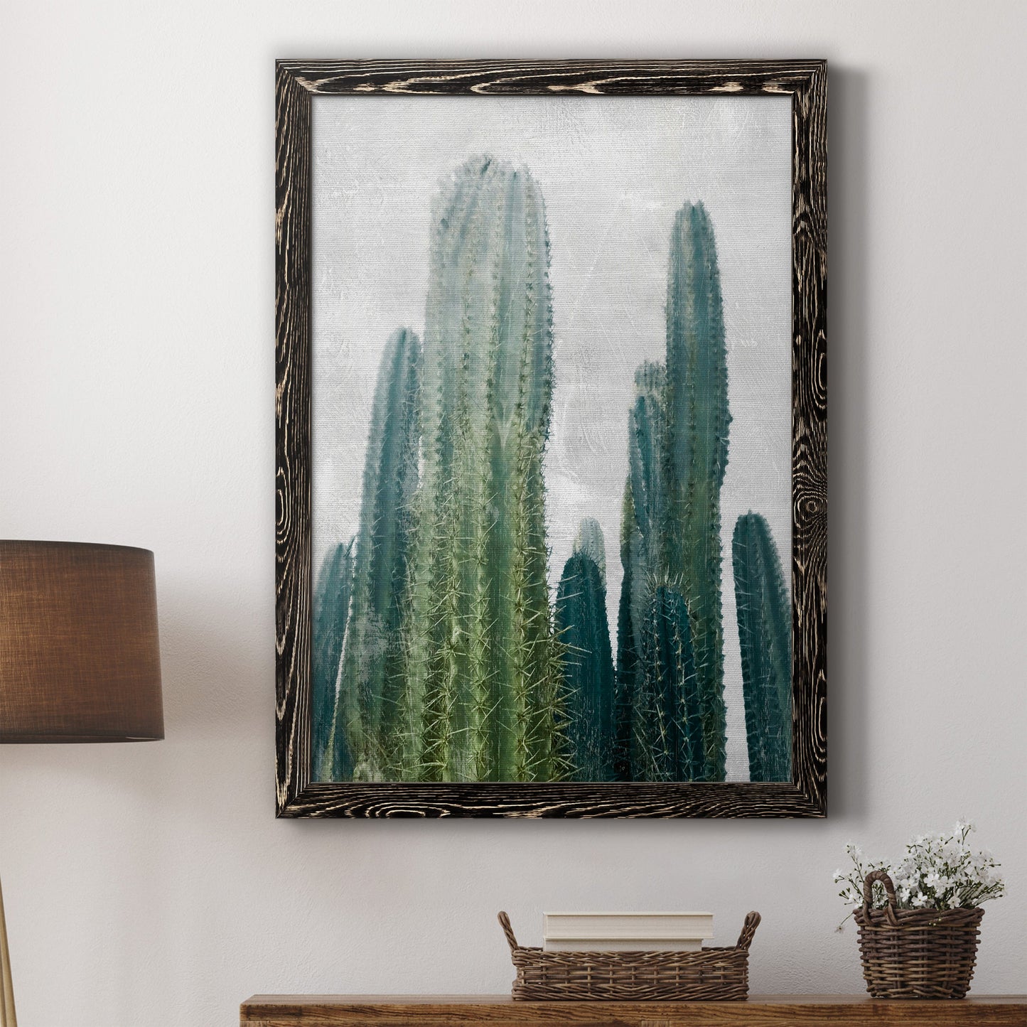 Aruba Cacti I - Premium Canvas Framed in Barnwood - Ready to Hang