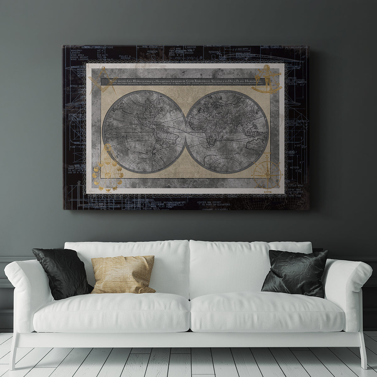 Night World Blueprint - Canvas Art Print