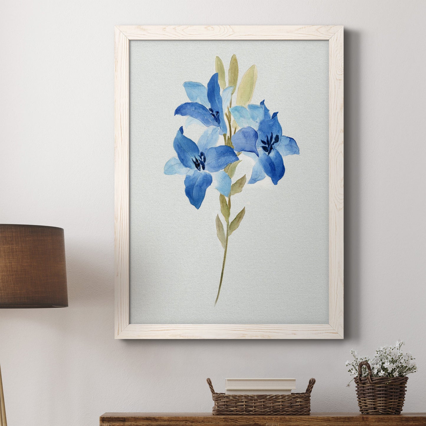 Blue Blossom Botanical III - Premium Canvas Framed in Barnwood - Ready to Hang