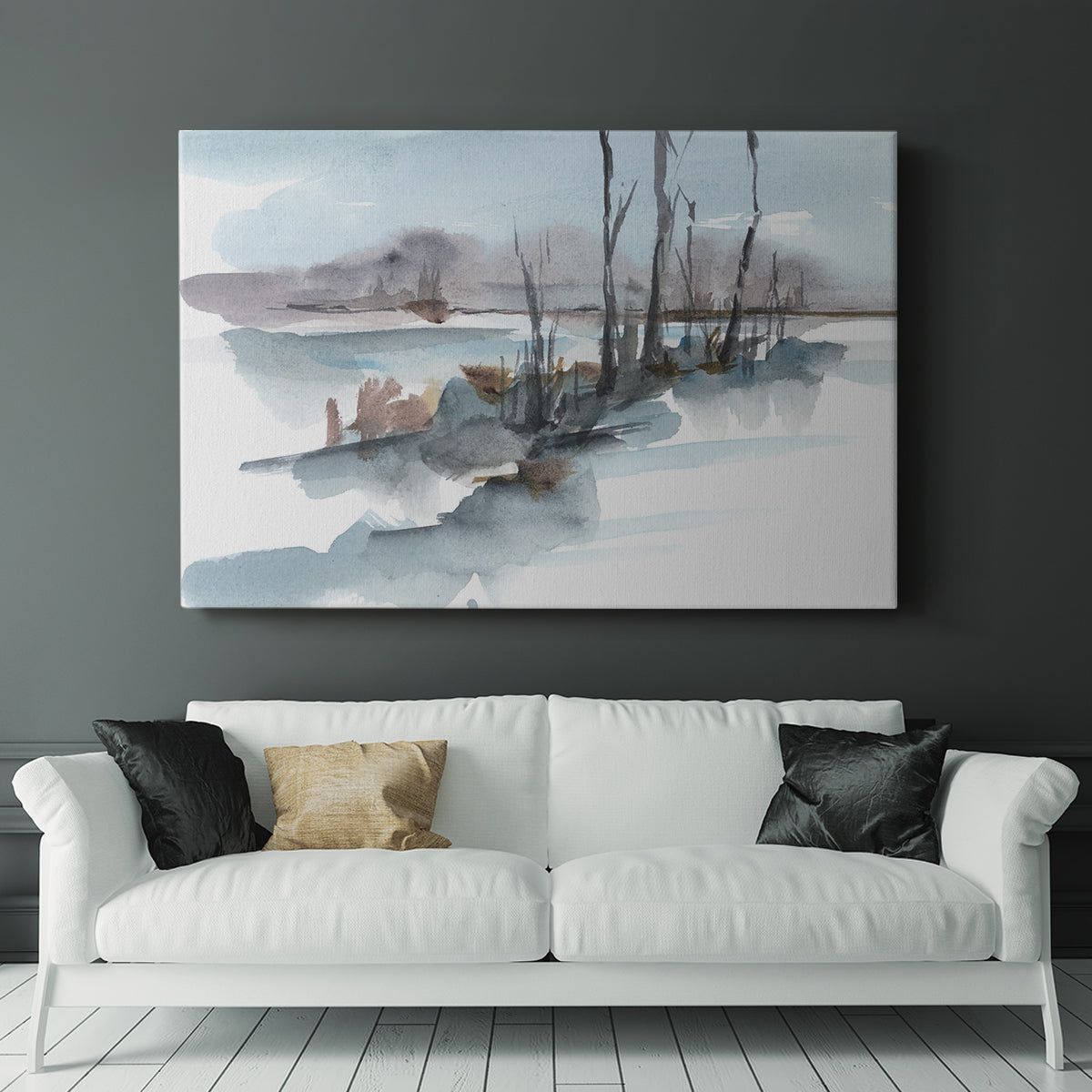Winter Stream Watercolor I - Canvas Art Print