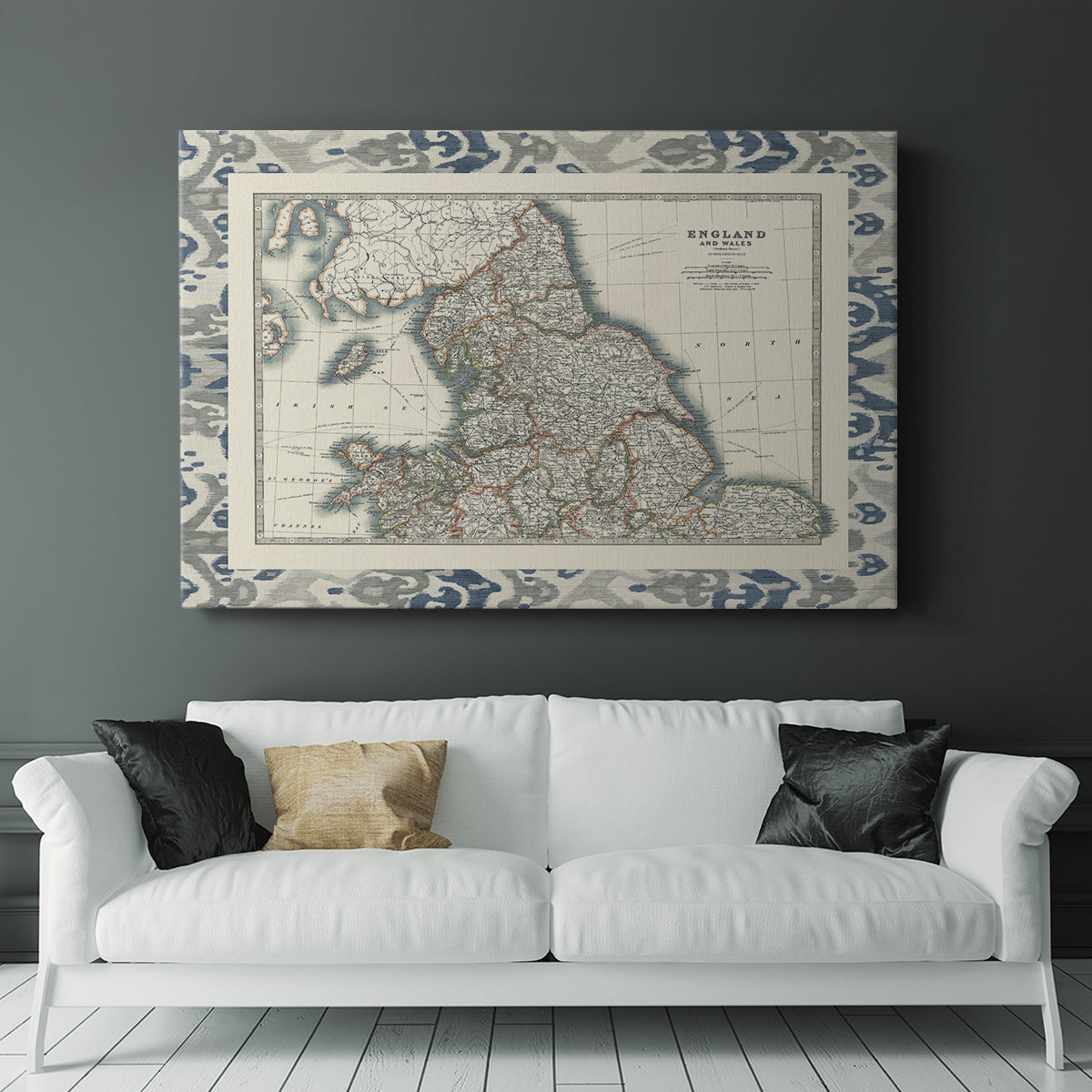 Bordered Map of England & Wales - Canvas Art Print