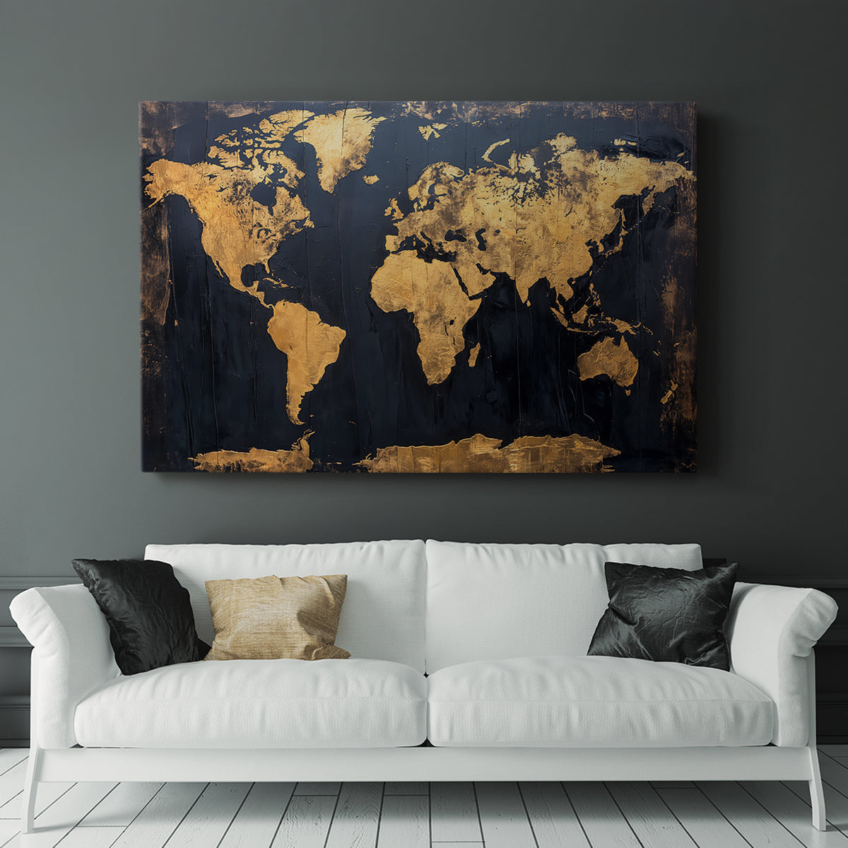Gold and Navy Map V - Canvas Art Print