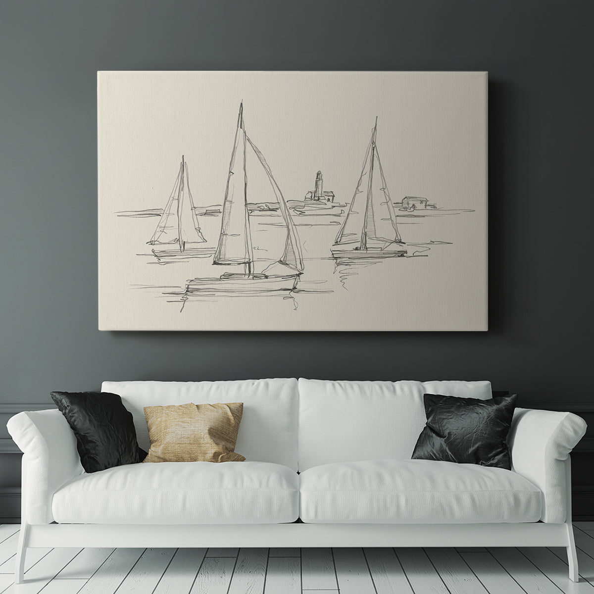 Coastal Contour Sketch II - Canvas Art Print