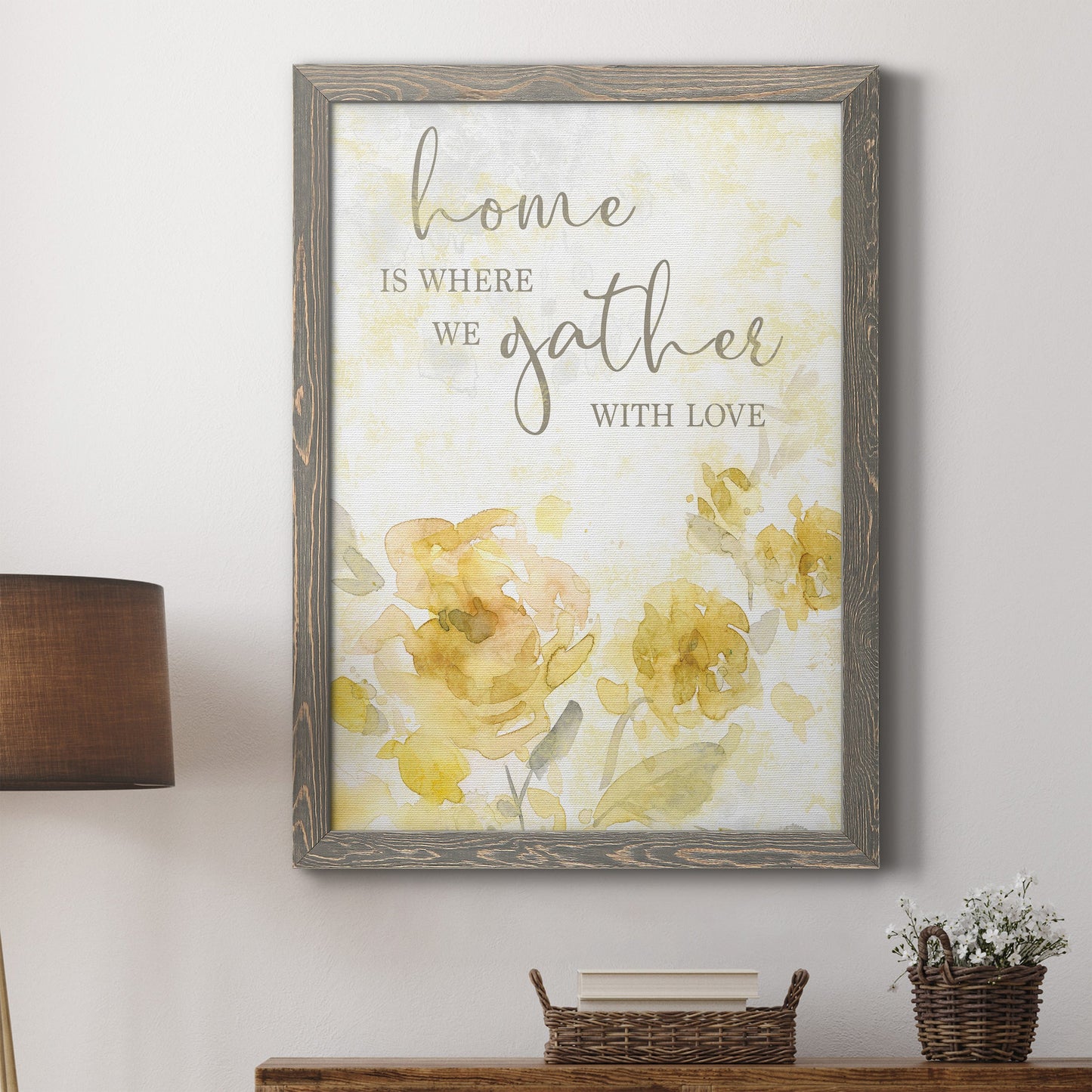 Gather with Love - Premium Canvas Framed in Barnwood - Ready to Hang