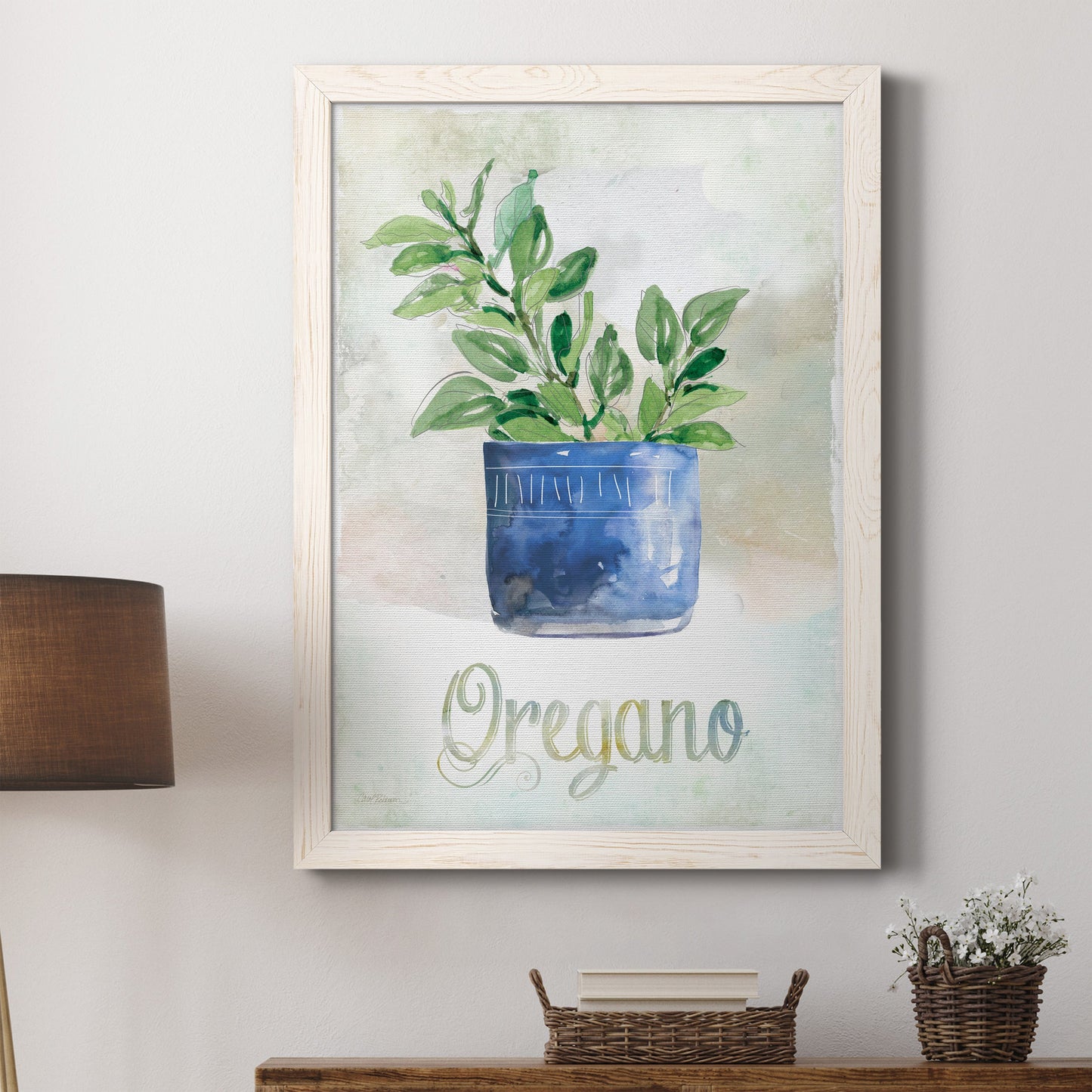 Potted Oregano - Premium Canvas Framed in Barnwood - Ready to Hang