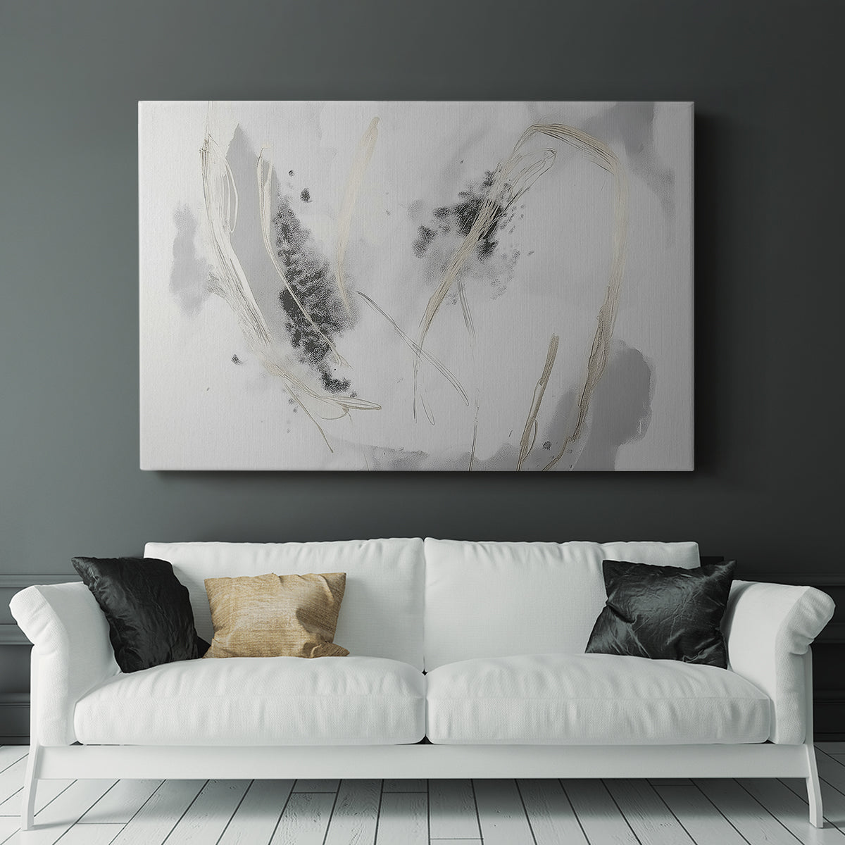 Grey Brushstrokes CXVI - Canvas Art Print
