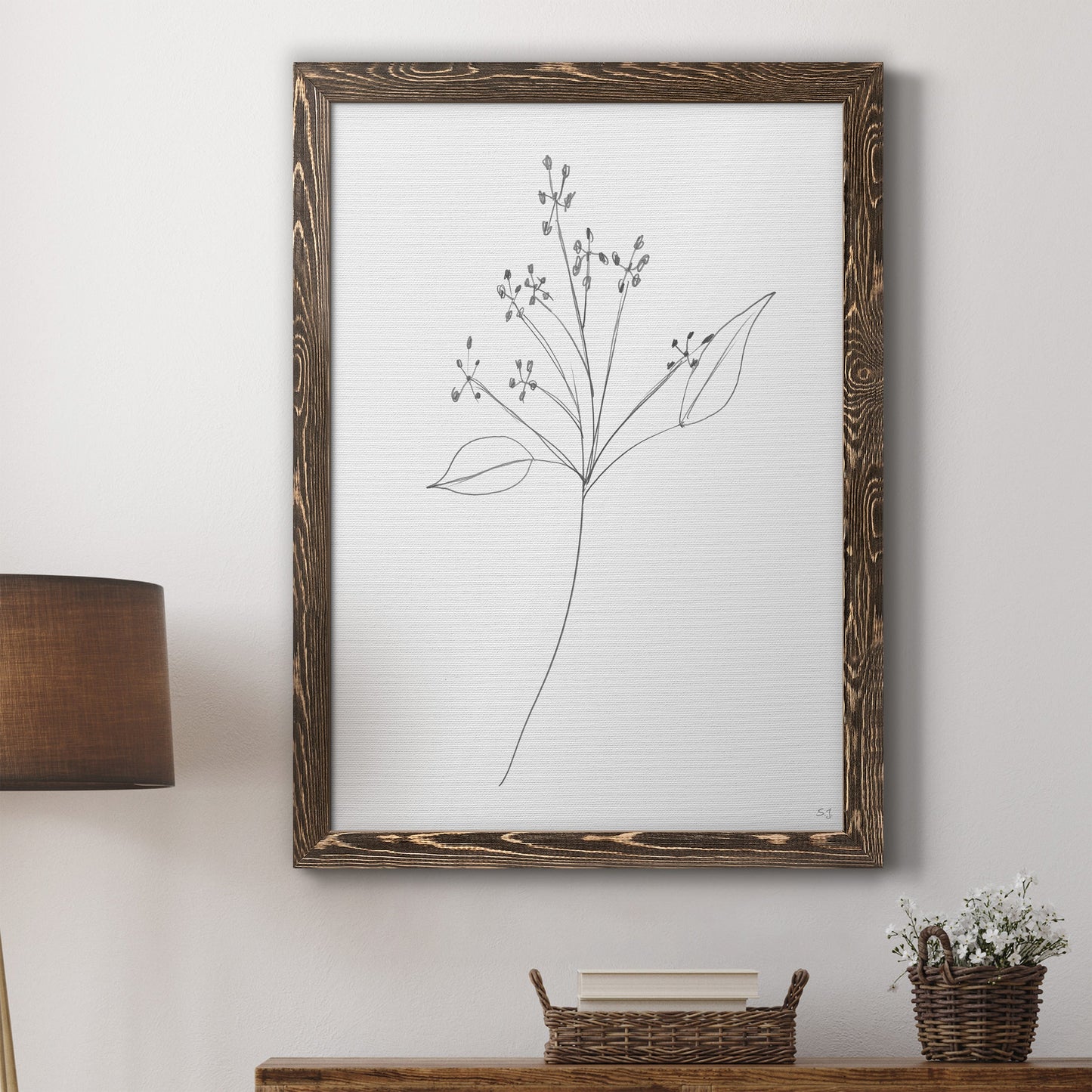 Botanical Gesture V - Premium Canvas Framed in Barnwood - Ready to Hang