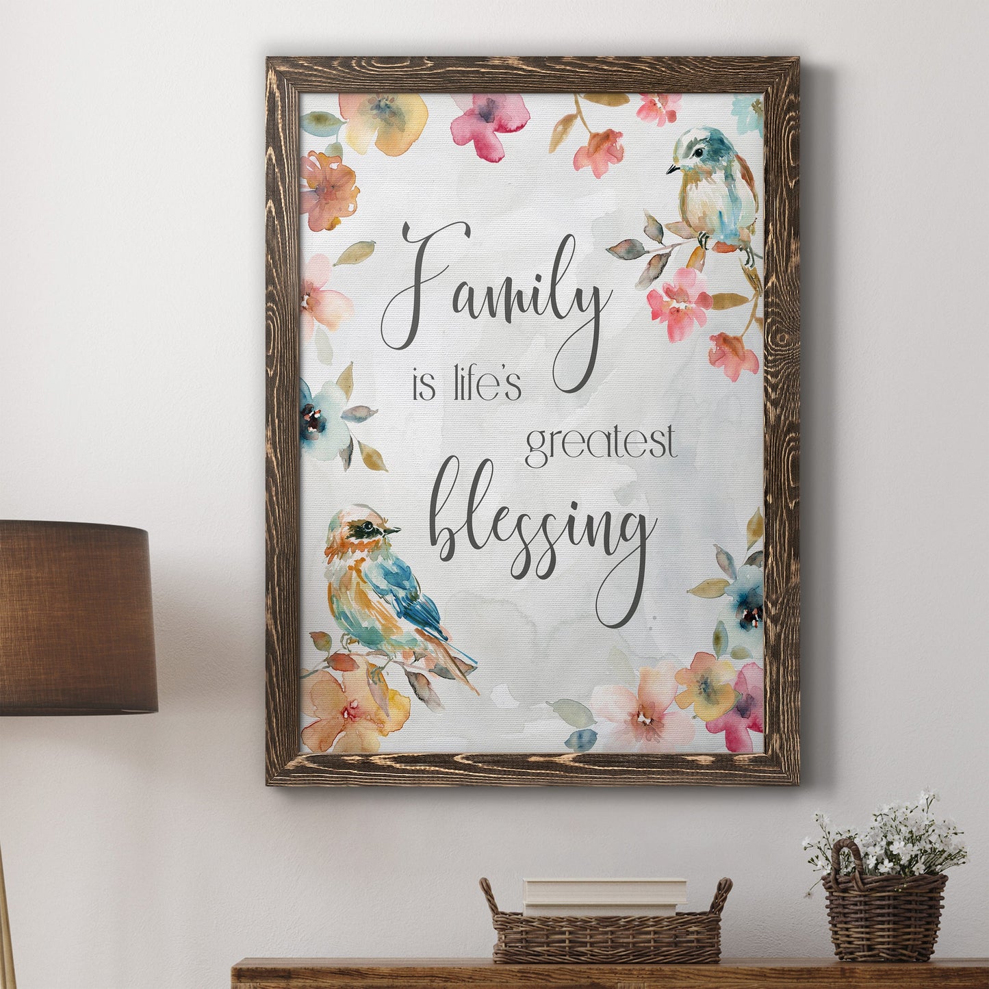 Spring Bird Blessing - Barnwood Framed Canvas Print