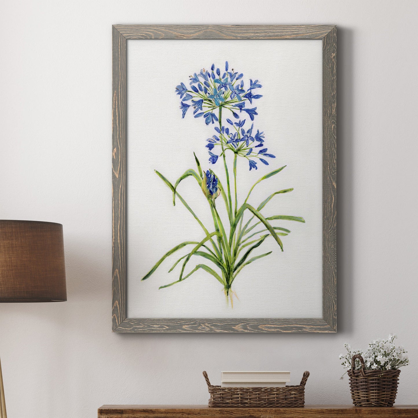 Blue Lively Botanical I - Premium Canvas Framed in Barnwood - Ready to Hang