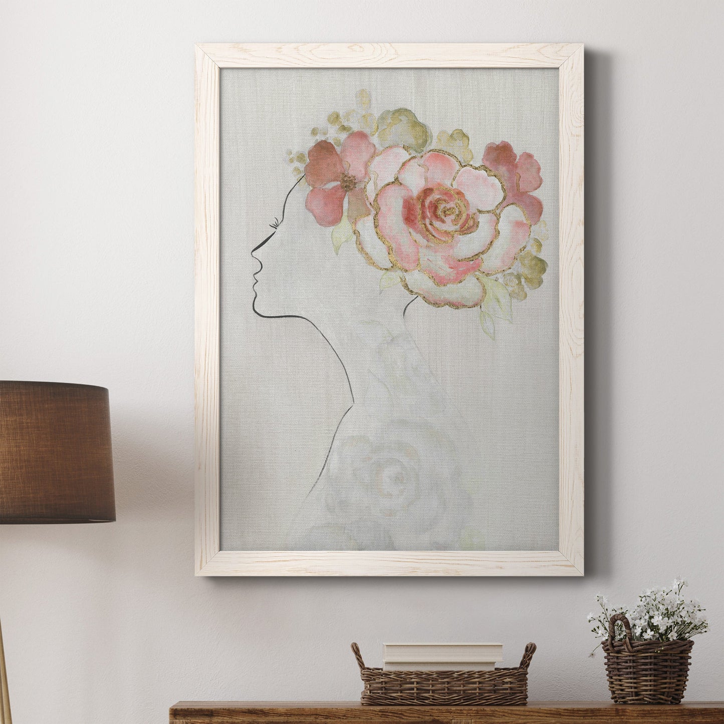 Fashion Floral Silhouette II - Barnwood Framed Canvas Print