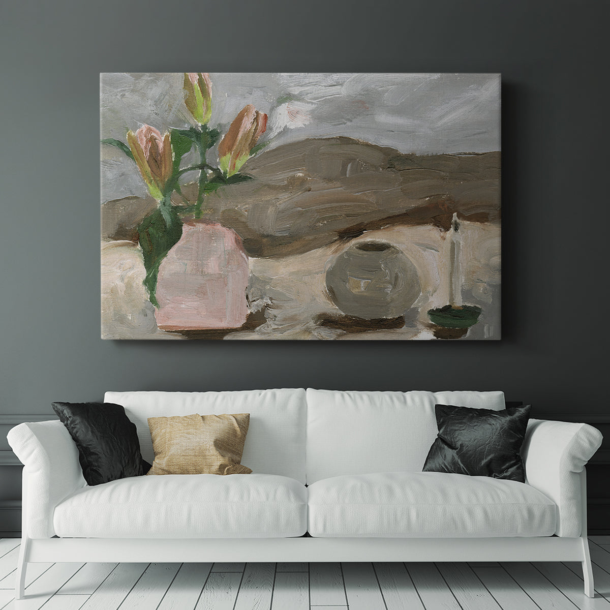 Vase of Pink Flowers V - Canvas Art Print