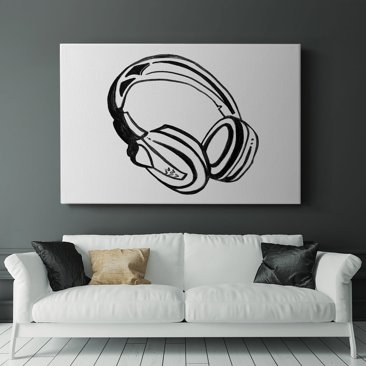 Headphones Sketch - Canvas Art Print