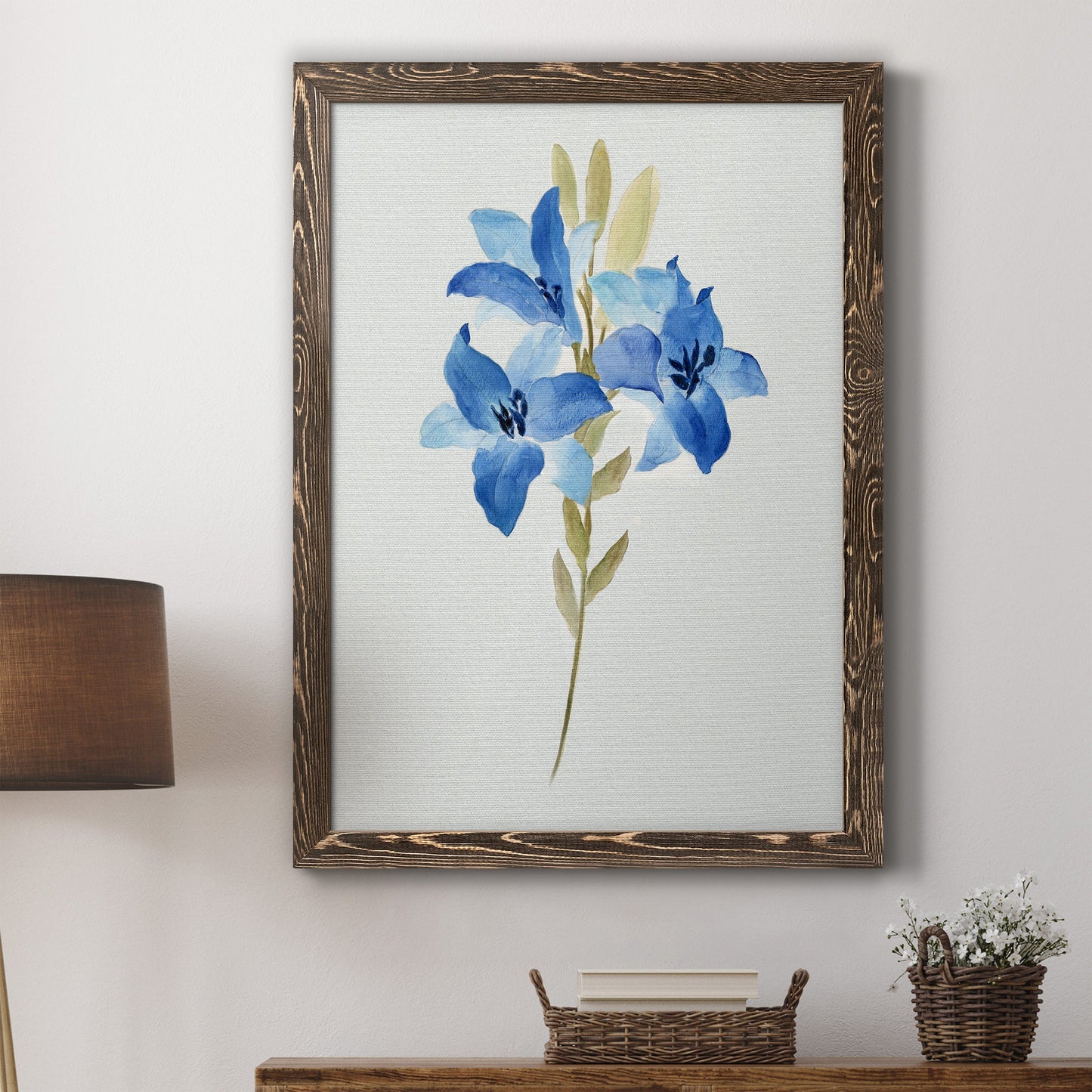 Blue Blossom Botanical III - Premium Canvas Framed in Barnwood - Ready to Hang