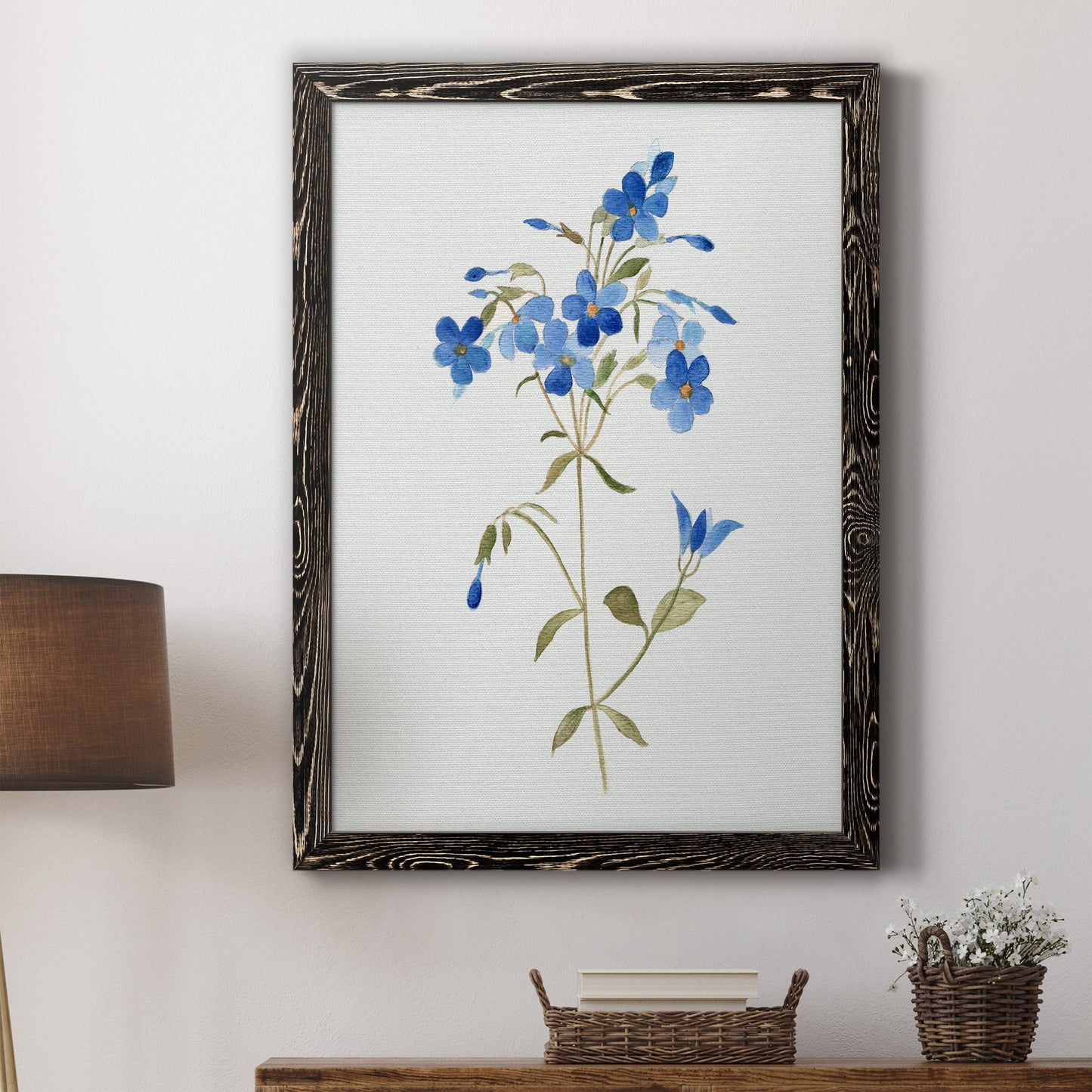 Blue Blossom Botanical II - Premium Canvas Framed in Barnwood - Ready to Hang