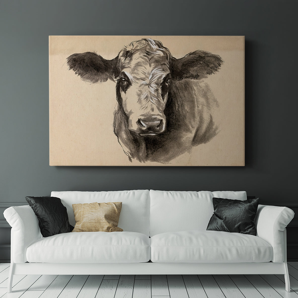 Charcoal Cow I - Canvas Art Print