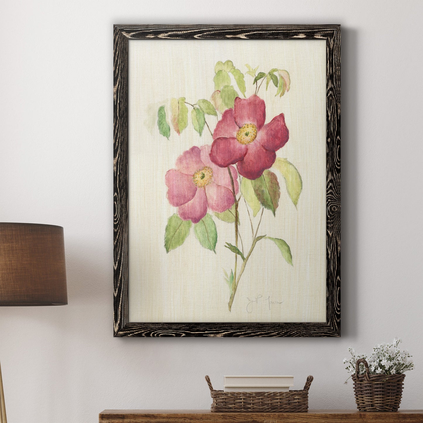 Dusty Rose II - Premium Canvas Framed in Barnwood - Ready to Hang