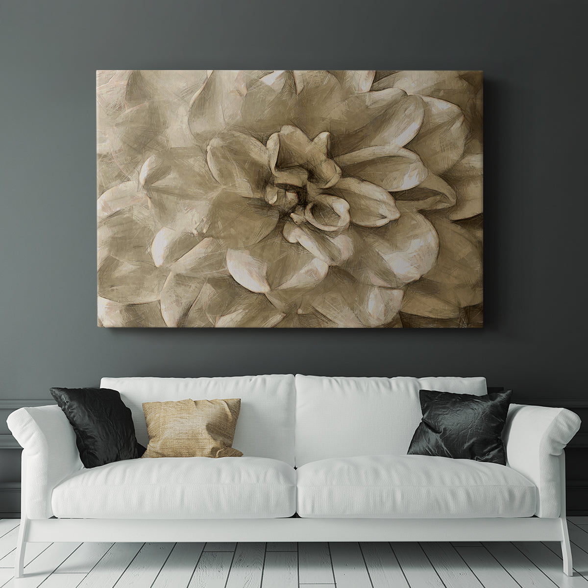 Neutral Wall Flower III - Canvas Art Print