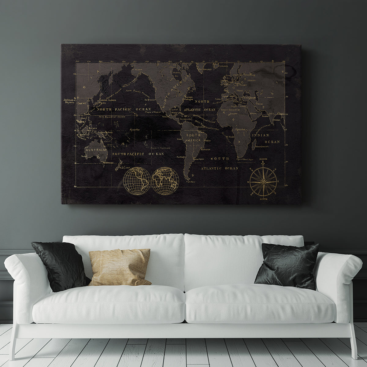 Black Gold Map - Canvas Art Print