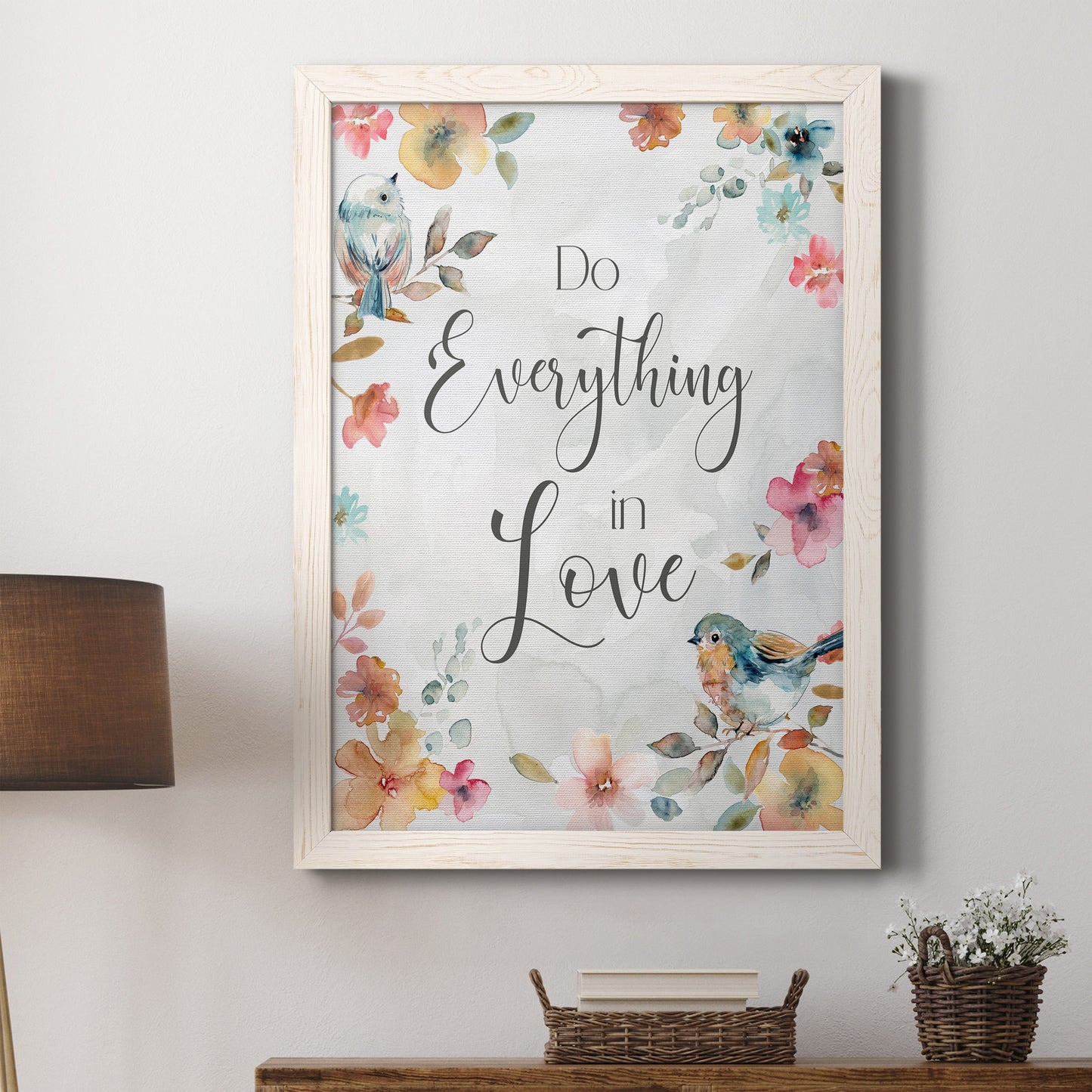 Spring Bird Love - Premium Canvas Framed in Barnwood - Ready to Hang