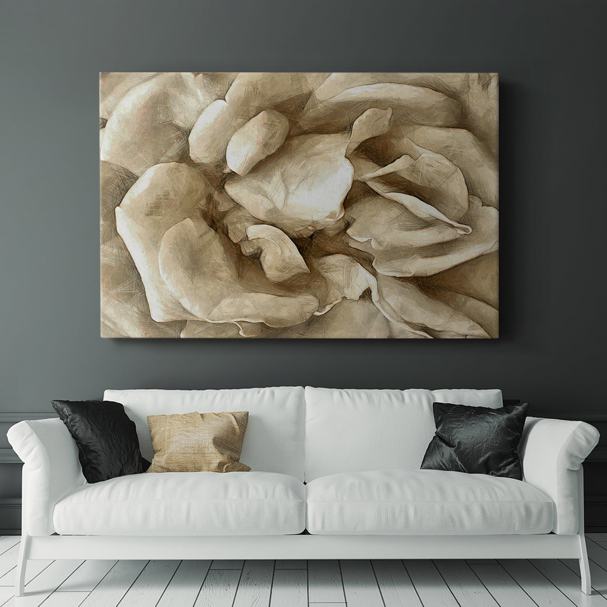 Neutral Wall Flower II - Canvas Art Print