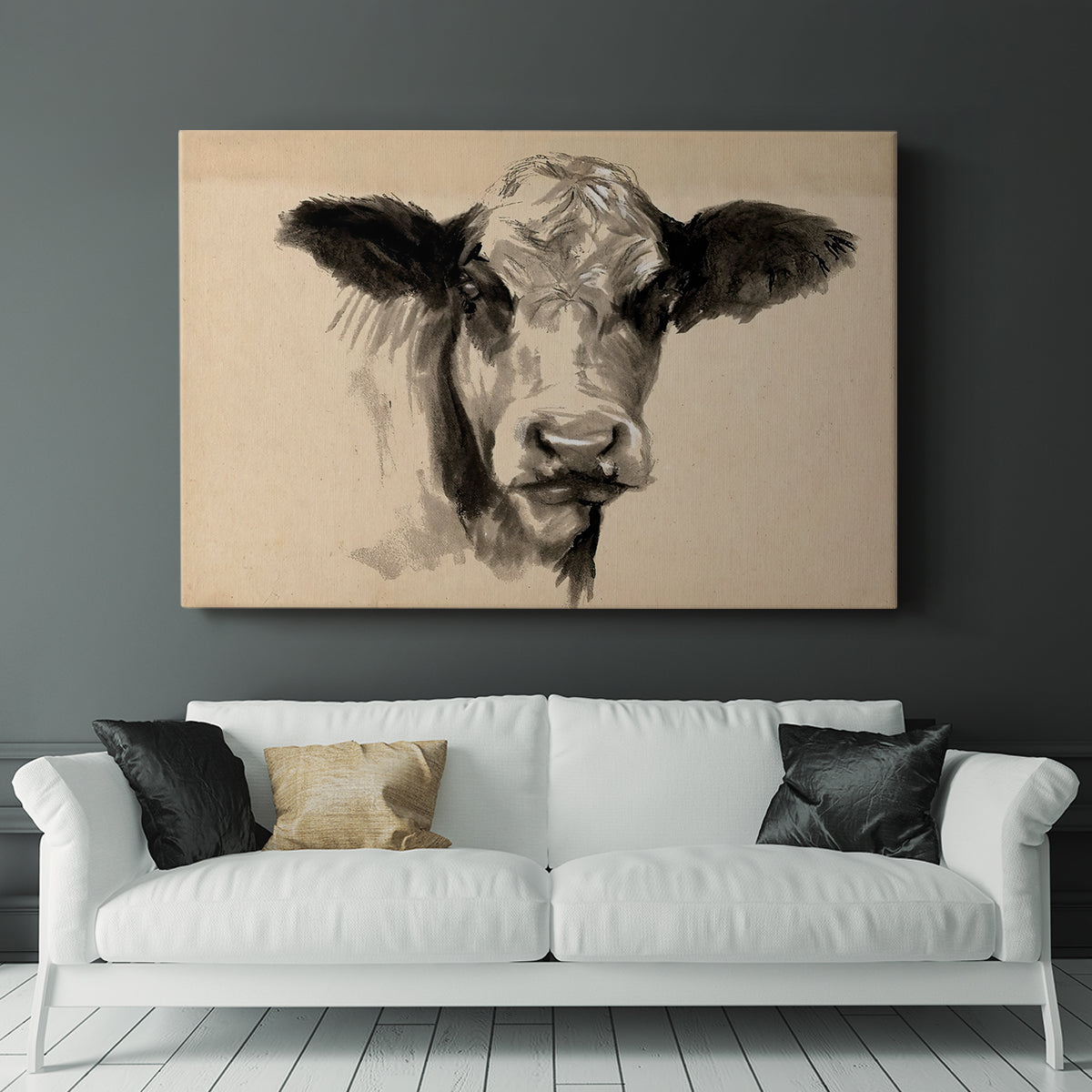 Charcoal Cow II - Canvas Art Print