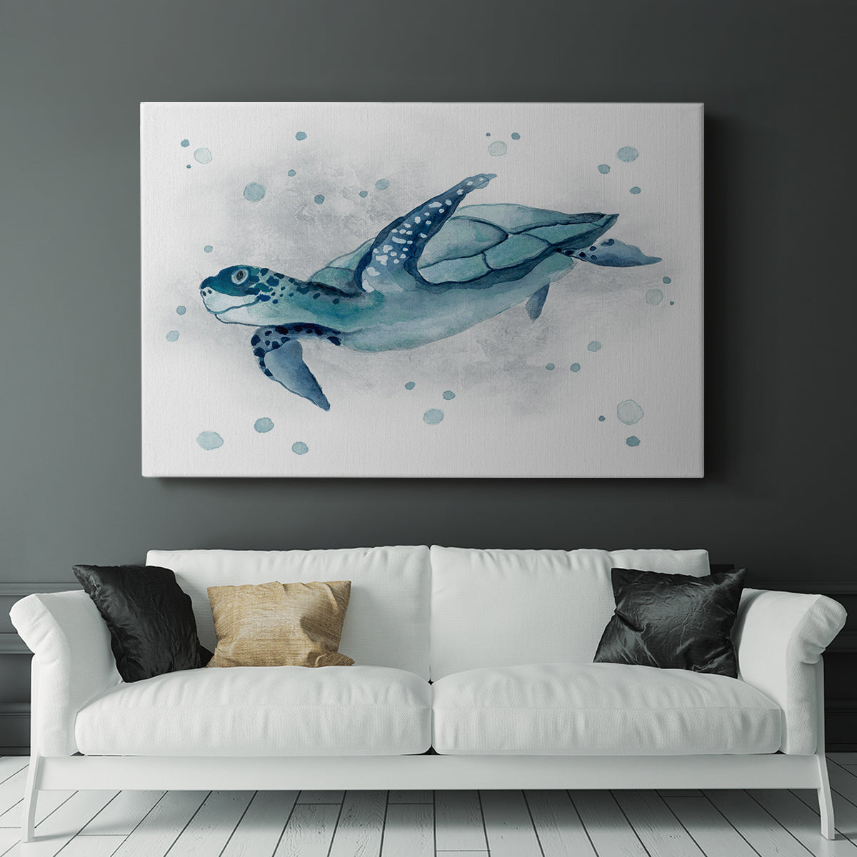 Blue Turtle II - Canvas Art Print