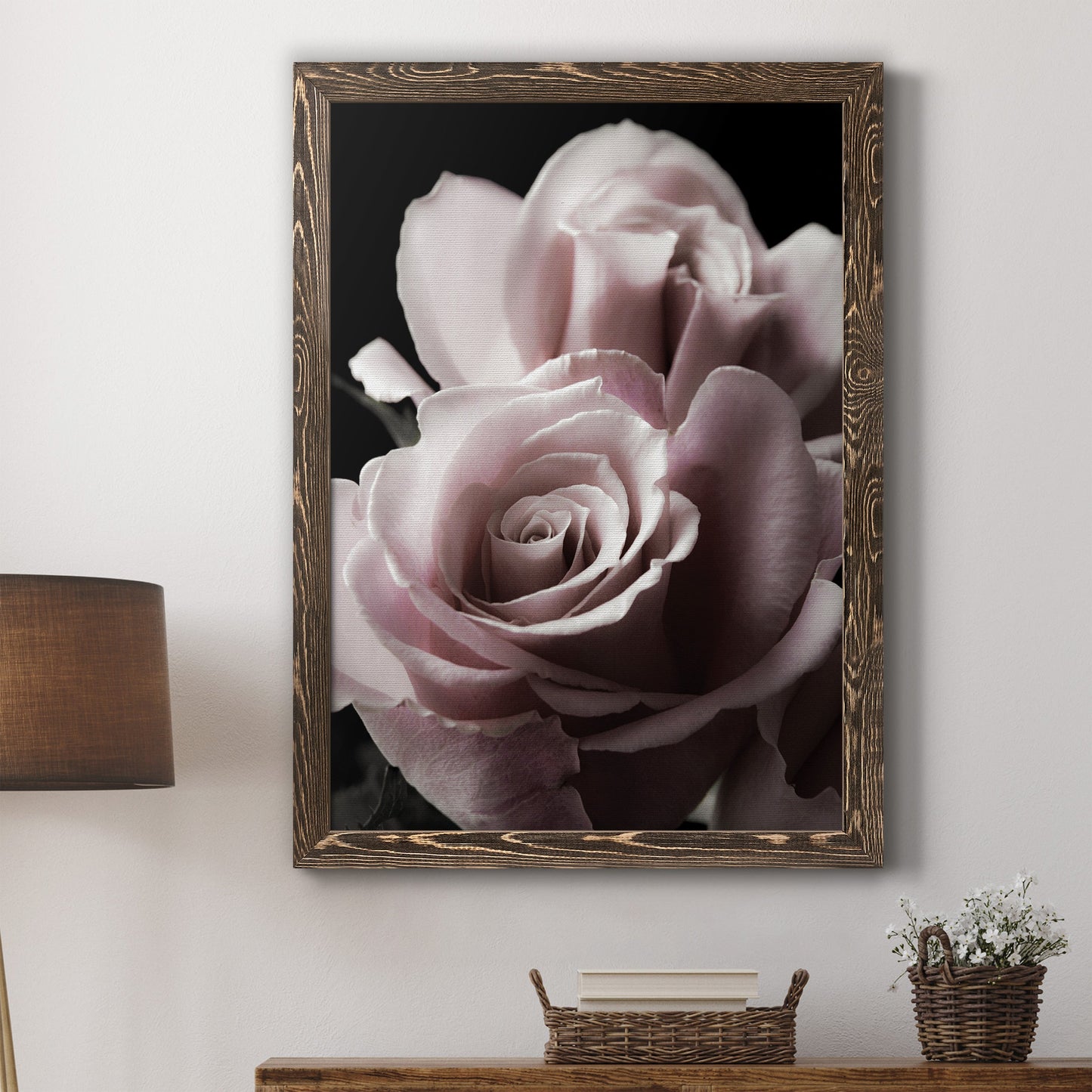 Rose Noir II - Premium Canvas Framed in Barnwood - Ready to Hang