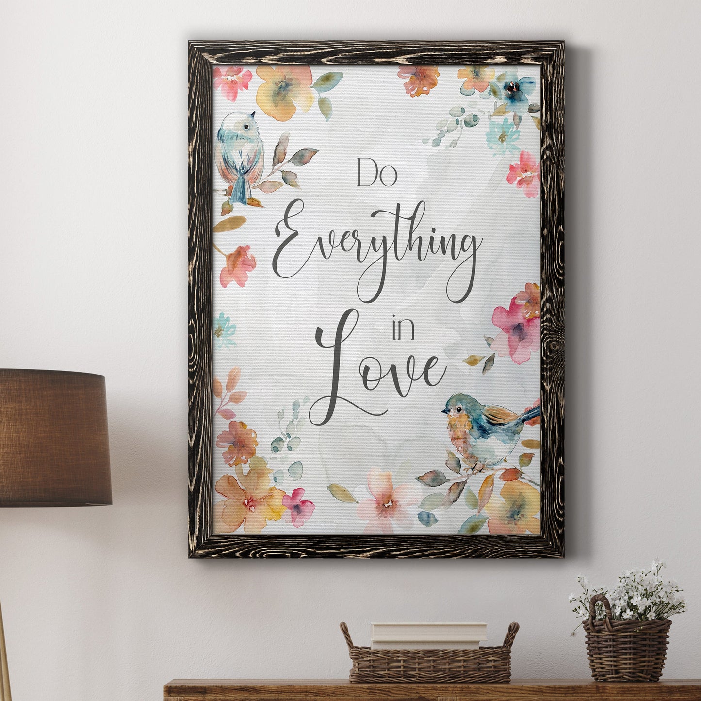 Spring Bird Love - Premium Canvas Framed in Barnwood - Ready to Hang