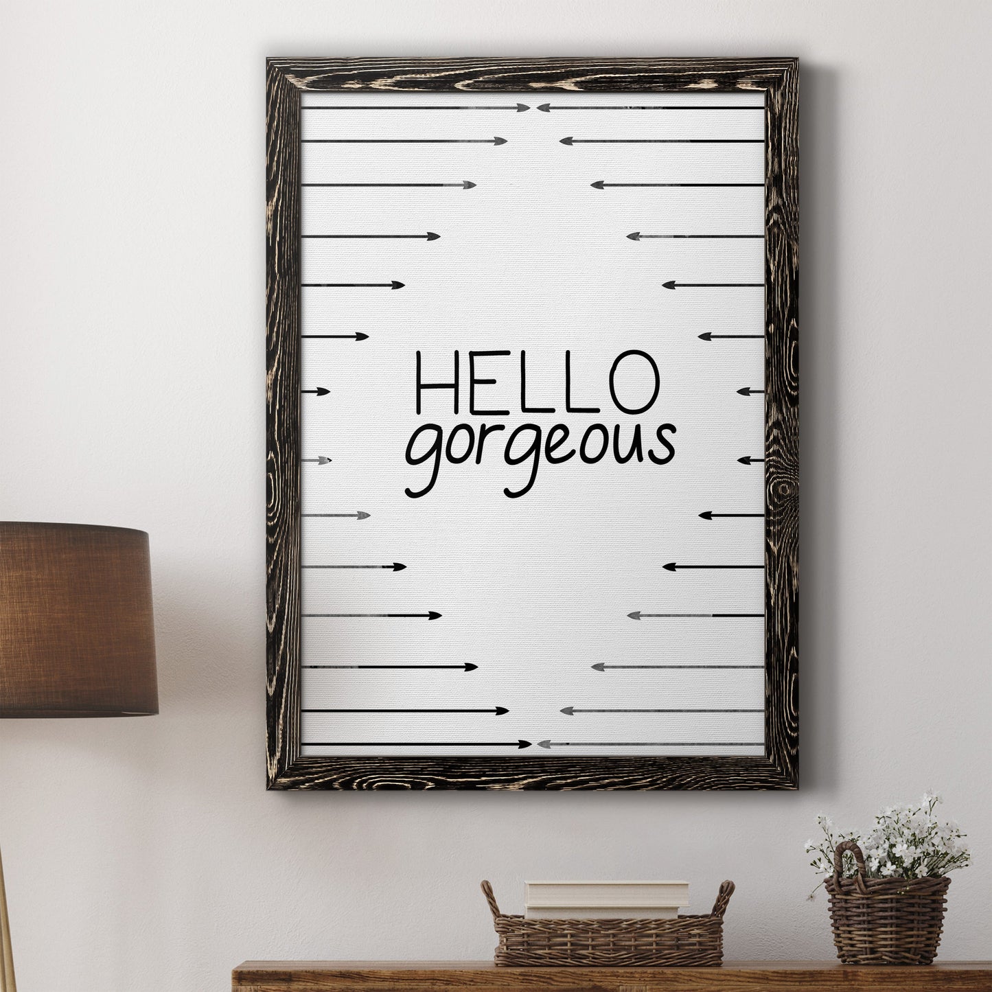 Hello Gorgeous - Premium Canvas Framed in Barnwood - Ready to Hang