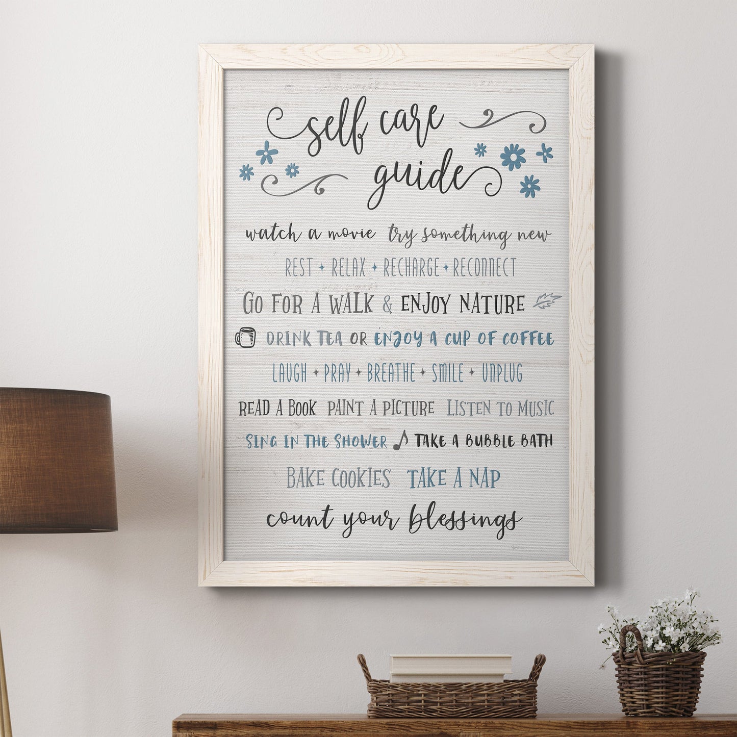 Guide to Self Care - Premium Canvas Framed in Barnwood - Ready to Hang