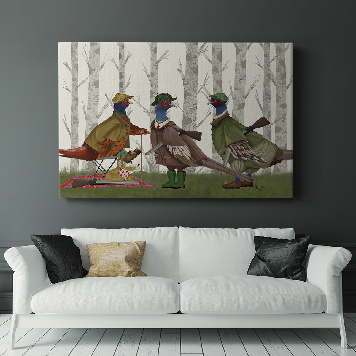 Pheasant Shooting Party Group 1 - Canvas Art Print
