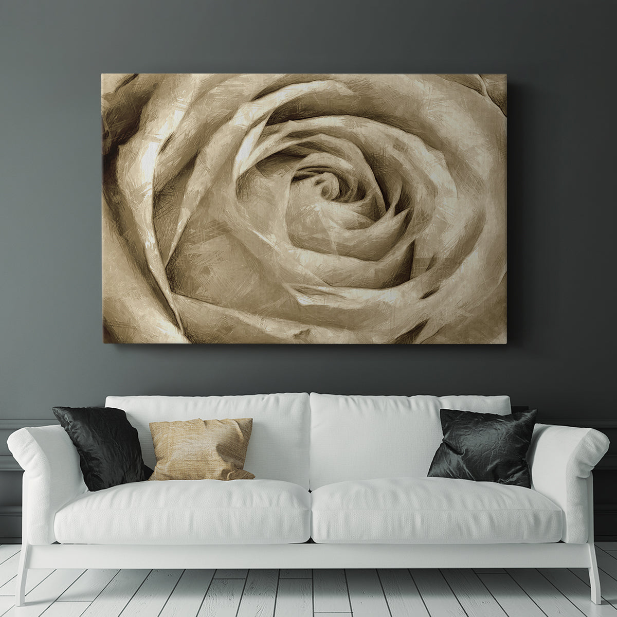 Neutral Wall Flower IV - Canvas Art Print