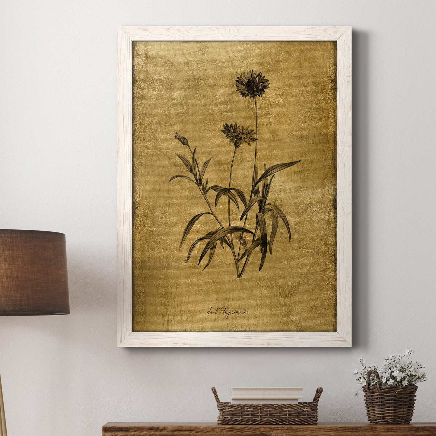 Gold Sketch Botanical I - Premium Canvas Framed in Barnwood - Ready to Hang