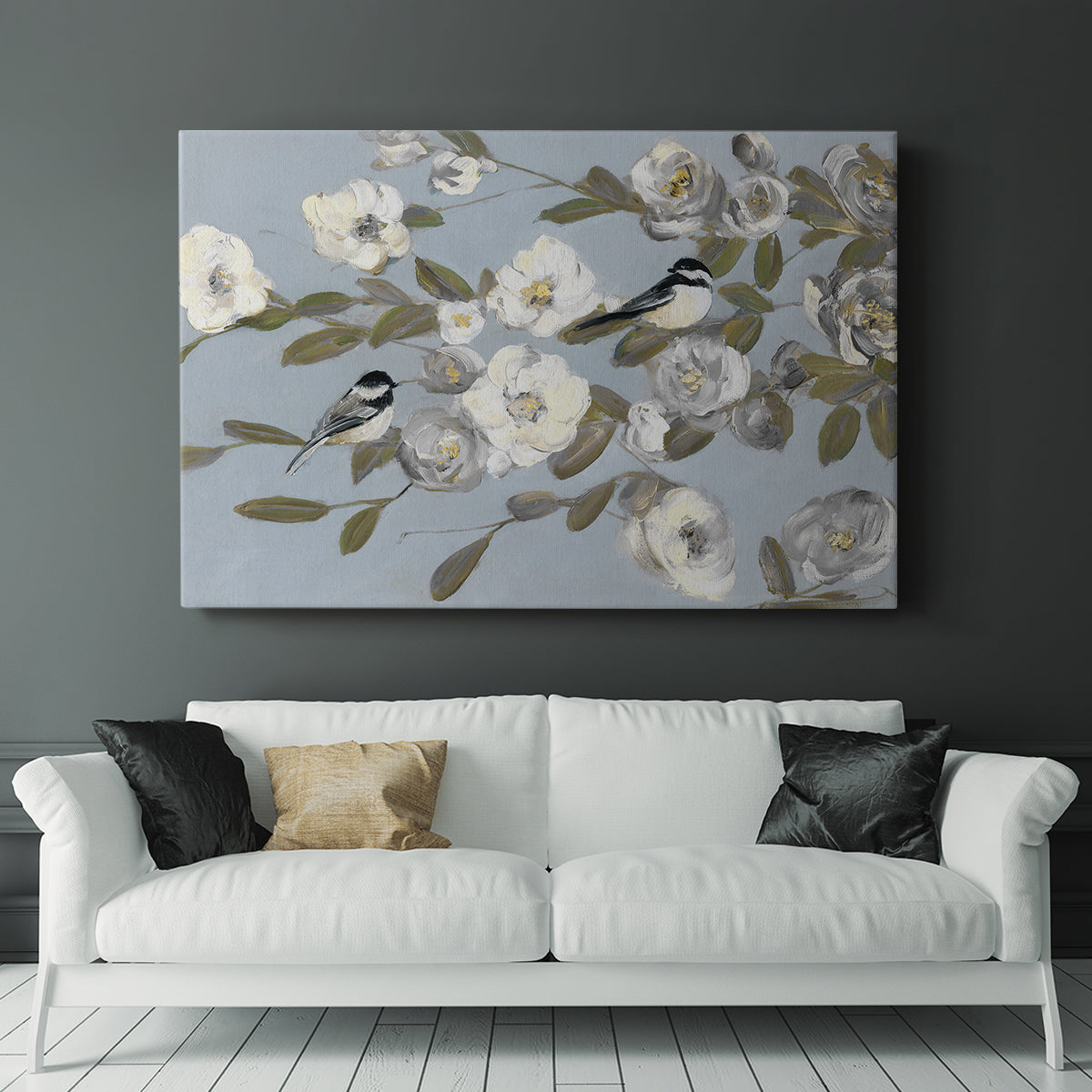 Chickadees and Blossoms I - Canvas Art Print