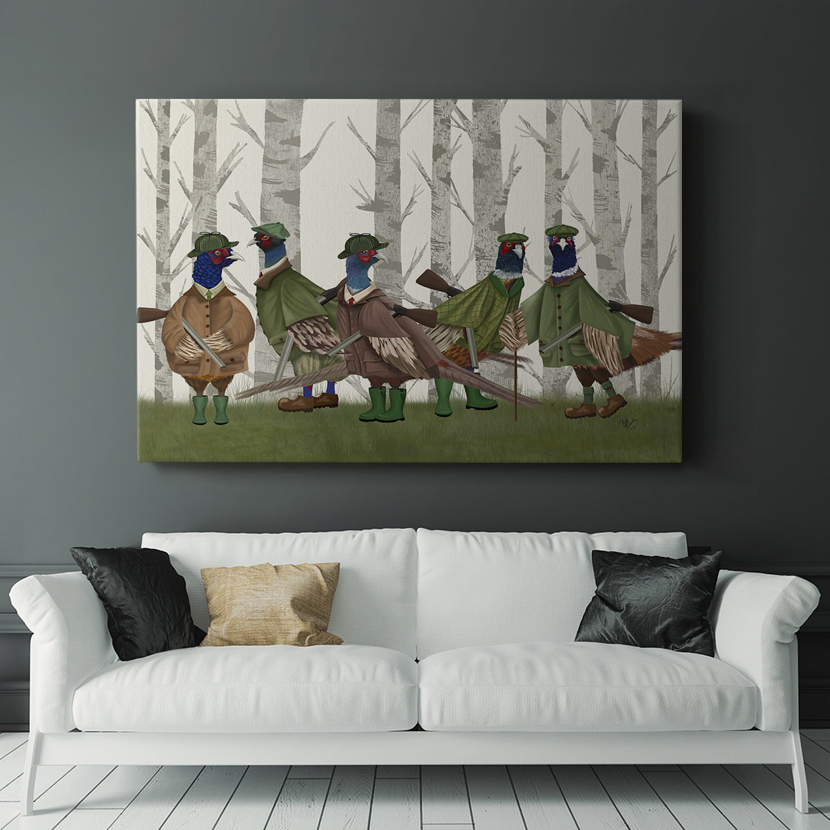 Pheasant Shooting Party Group 3 - Canvas Art Print