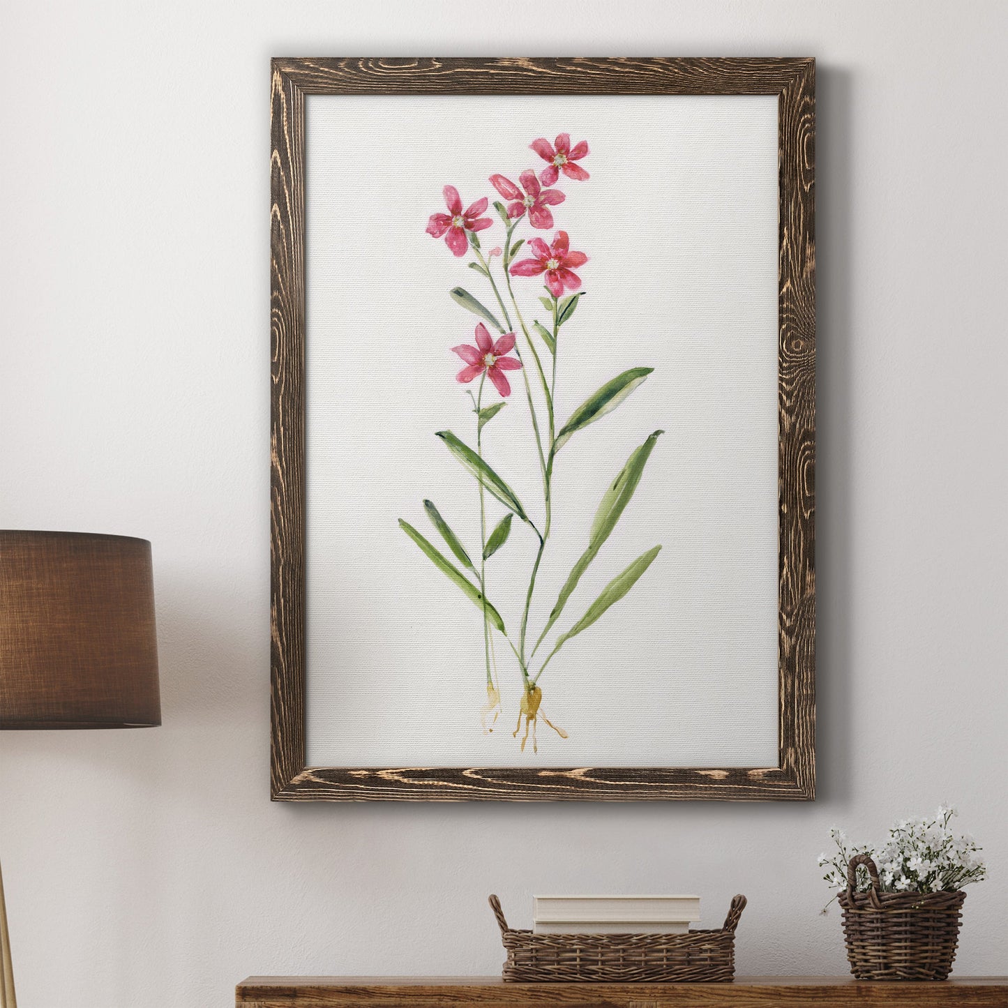 Delicate Pink II - Premium Canvas Framed in Barnwood - Ready to Hang