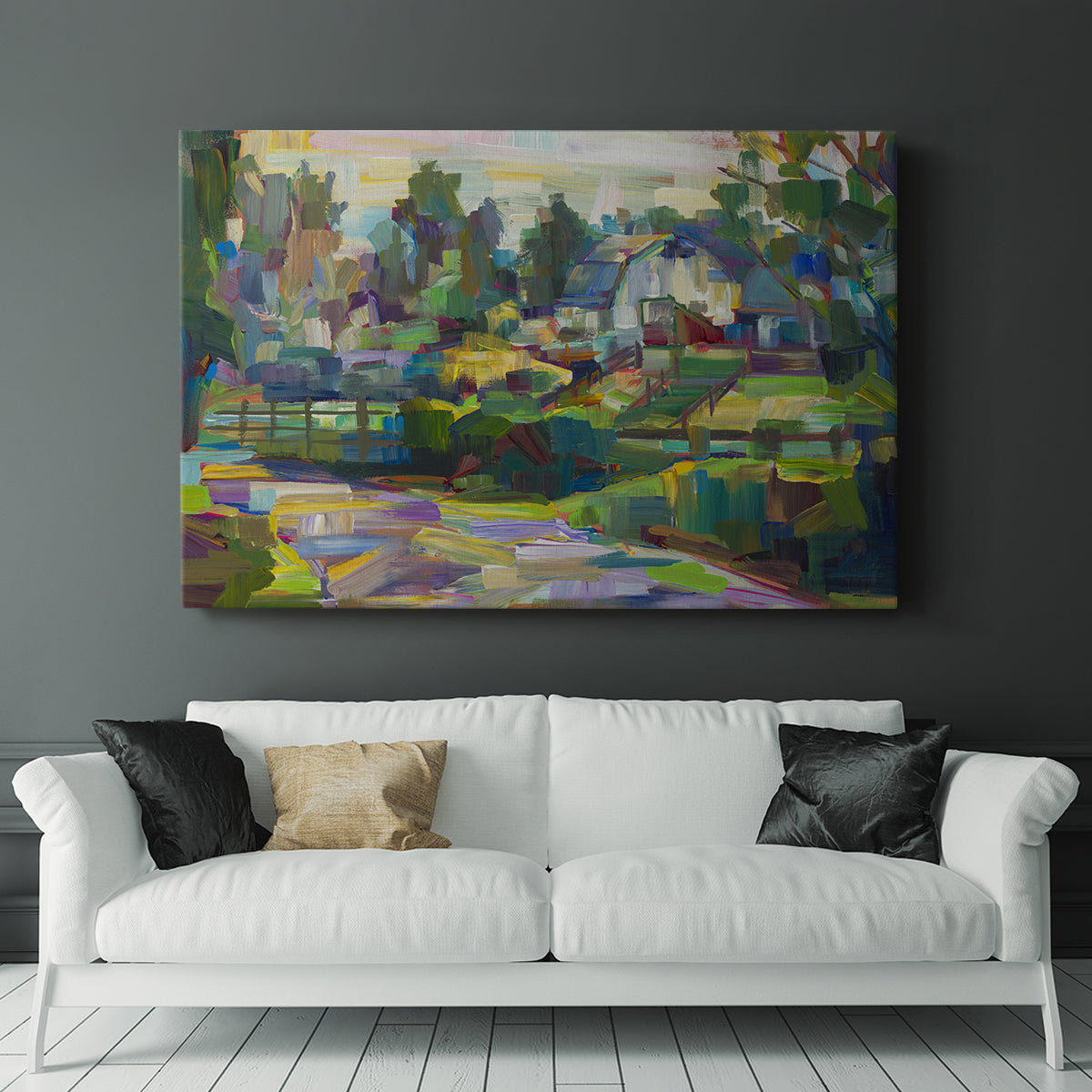 White Barn - Canvas Art Print